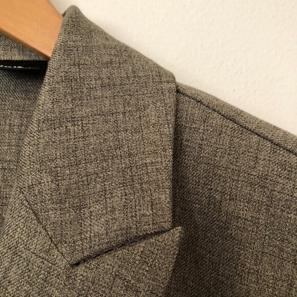 ERIKA Brown Plaid Grid Peak? Lapel One Button Blazer Work Office Suit Jacket 12 - Picture 4 of 6